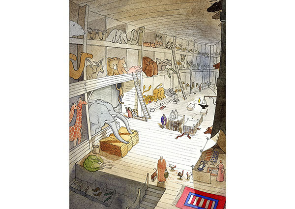 Interior of Noah's Ark, Greeting Card by Warwick Hutton - Thumbnail
