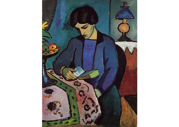 Blue Girl Reading, Greeting Card by August Macke - Thumbnail