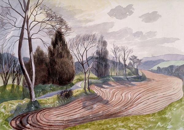 Landscape Near Hadleigh, Greeting Card by John Northcote Nash - Thumbnail