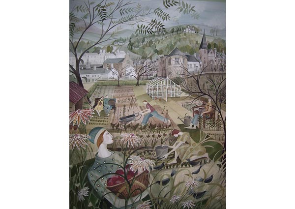 Allotment, Dunkeld, Greeting Card by Madeleine Hand - Thumbnail
