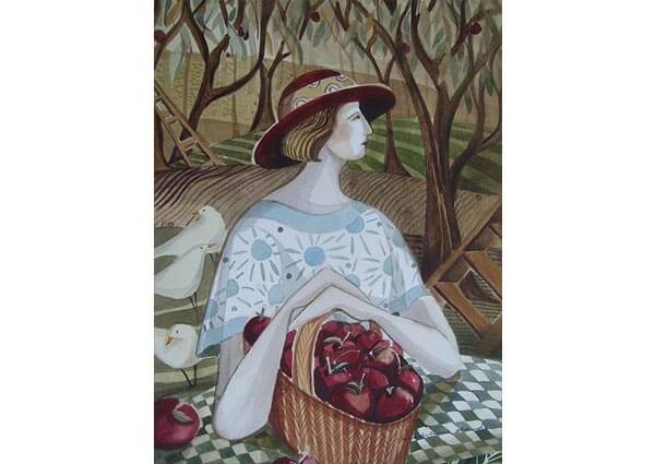 Apple Basket, Greeting Card by Madeleine Hand - Thumbnail