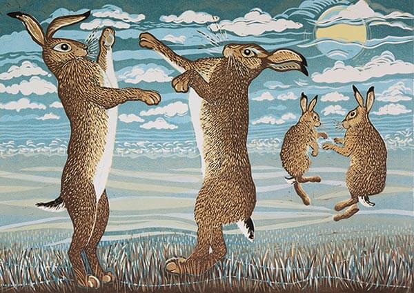 March Hares, Greeting Card by Linda Richardson - Thumbnail