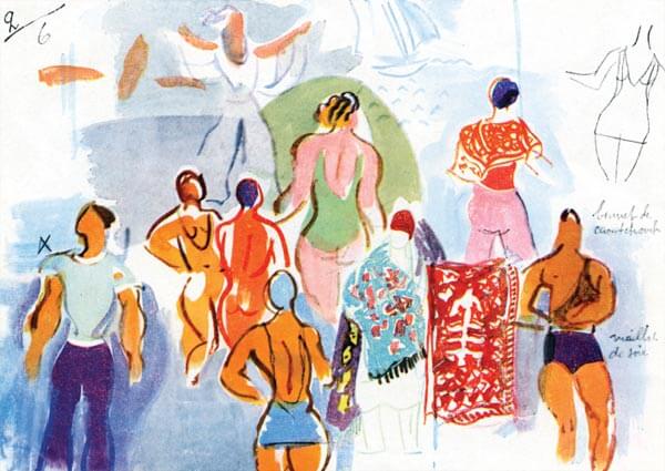 Raoul Dufy’s costume designs for ‘Beach’, Greeting Card by Raoul Dufy - Thumbnail