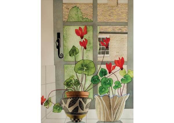 Cyclamen Window II, Greeting Card by Vera Rosenberry - Thumbnail