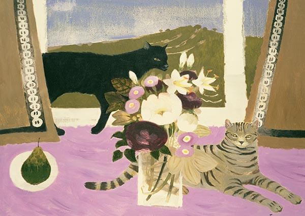 Two Cats, Greeting Card by Mary Fedden - Thumbnail
