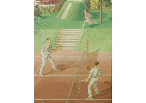 Tennis (Triptych Centre Panel), Greeting Card by Eric Ravilious - Thumbnail