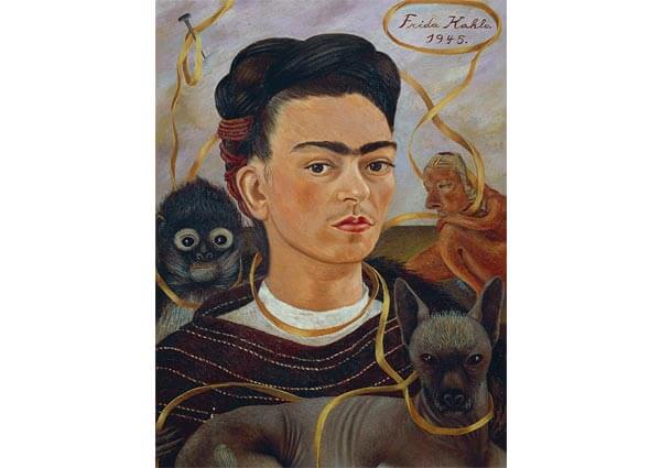 Self-Portrait with Changuito, Greeting Card by Frida Kahlo - Thumbnail