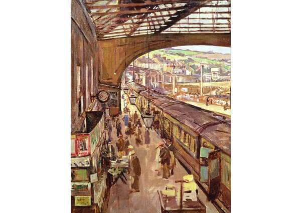 Penzance: Railway Station, Greeting Card by Stanhope Alexander Forbes - Thumbnail