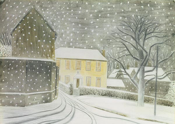 Halstead Road in Snow, Greeting Card by Eric Ravilious - Thumbnail