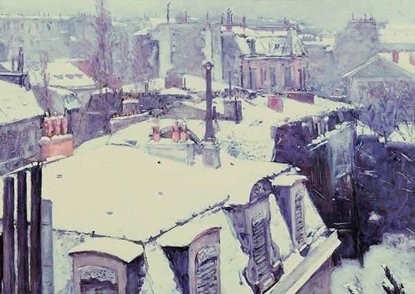 View of Roofs (Snow Effect) or Roofs under Snow, Greeting Card by Gustave Caillebotte - Thumbnail