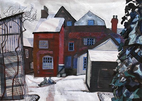 Brick House, Great Bardfield, Greeting Card by Edward Bawden - Thumbnail
