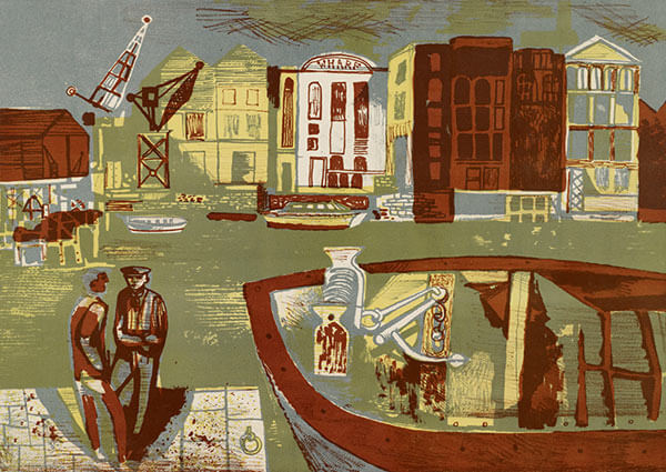 Thameside, Greeting Card by John Minton - Thumbnail