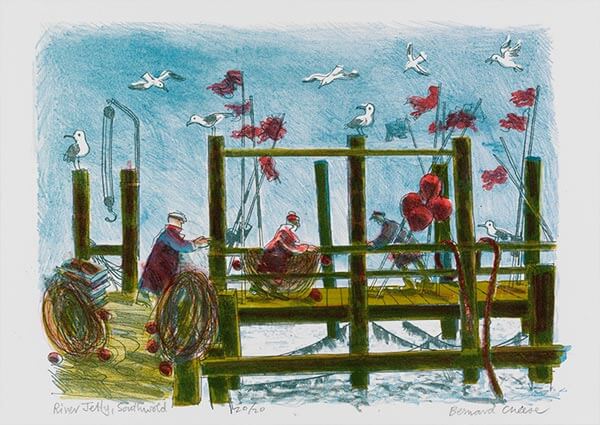 River Jetty, Southwold, Greeting Card by Bernard Cheese - Thumbnail