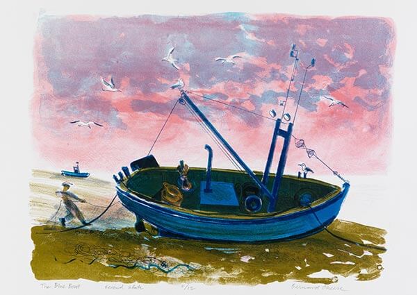 The Blue Boat (pulled up on Aldeburgh beach), Greeting Card by Bernard Cheese - Thumbnail