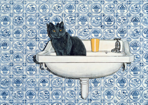 My Bathroom Cat, Greeting Card by Ditz   - Thumbnail