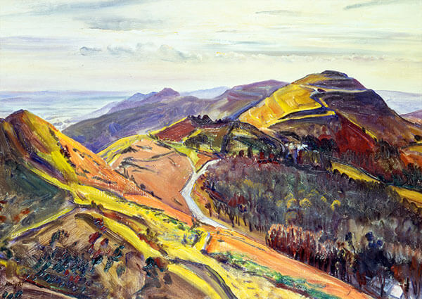 The Malvern Hills, Greeting Card by Laura Knight - Thumbnail