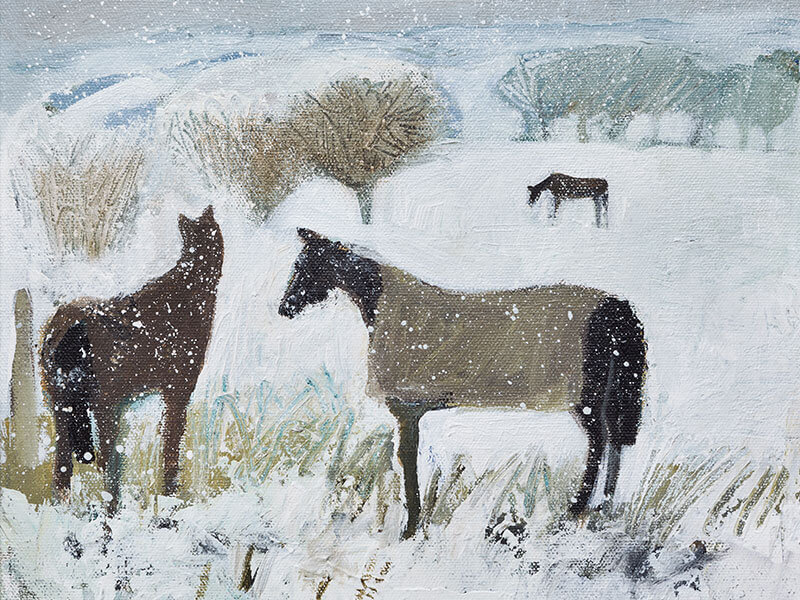 Horses in the Snow, Greeting Card by Louise Waugh - Featured on Mobile Devices