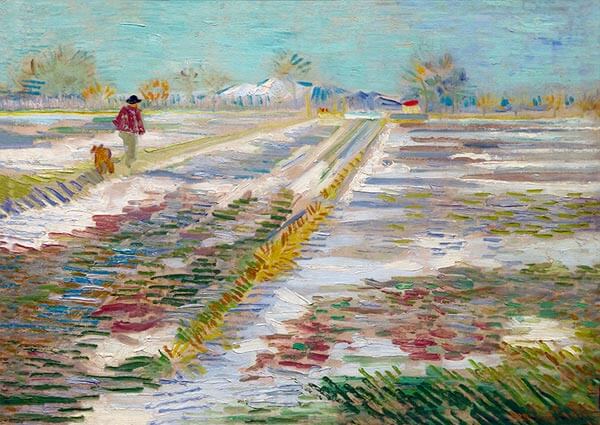 Landscape with Snow, Greeting Card by Vincent Van Gogh - Thumbnail