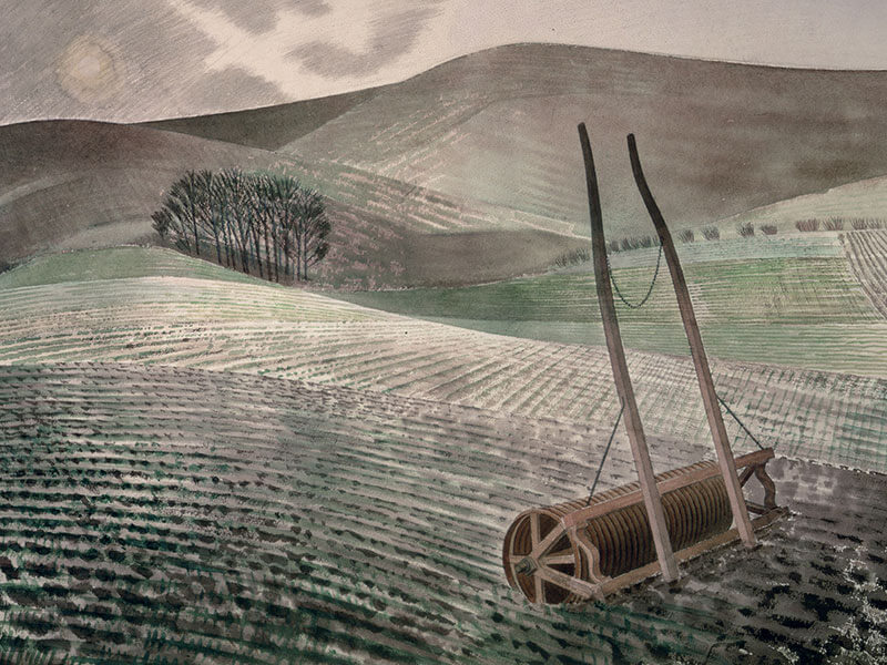 Downs in Winter, Greeting Card by Eric Ravilious - Featured on Mobile Devices