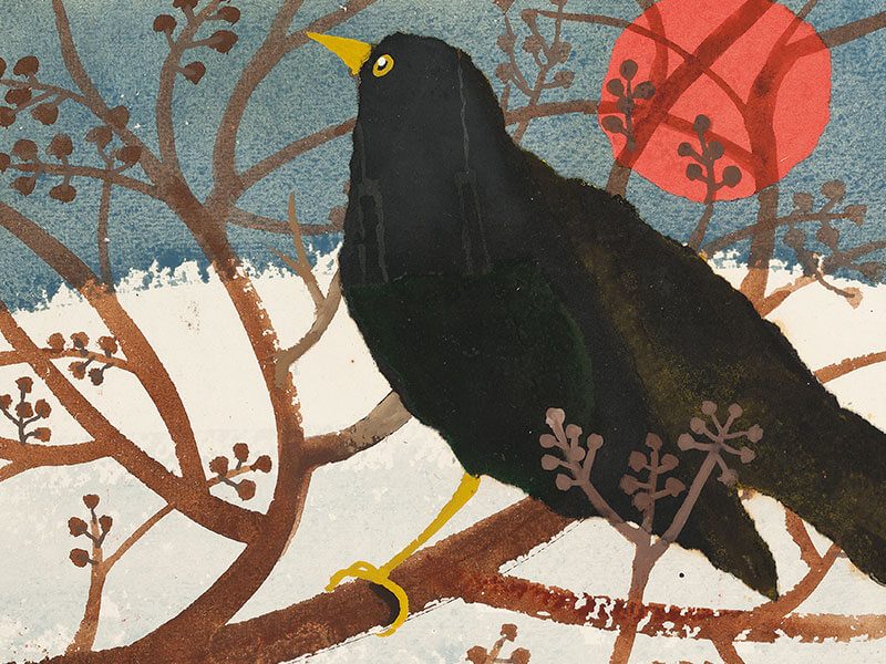 Blackbird, Greeting Card by Mary Fedden - Featured on Mobile Devices