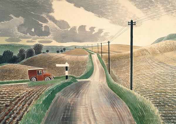 Wiltshire Landscape, Greeting Card by Eric Ravilious - Thumbnail