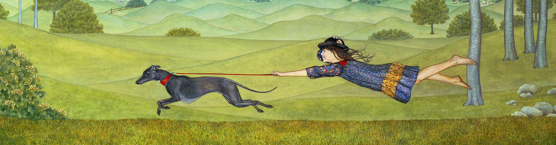 Walking the Dog, Greeting Card by Ditz   - Featured on Desktop Devices