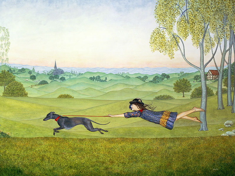Walking the Dog, Greeting Card by Ditz   - Featured on Mobile Devices