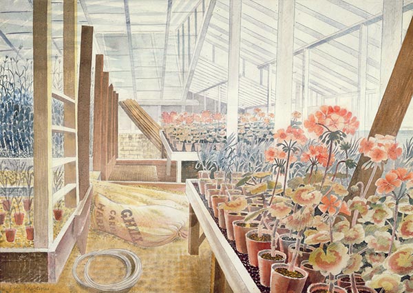 Geraniums and Carnations, Greeting Card by Eric Ravilious - Thumbnail