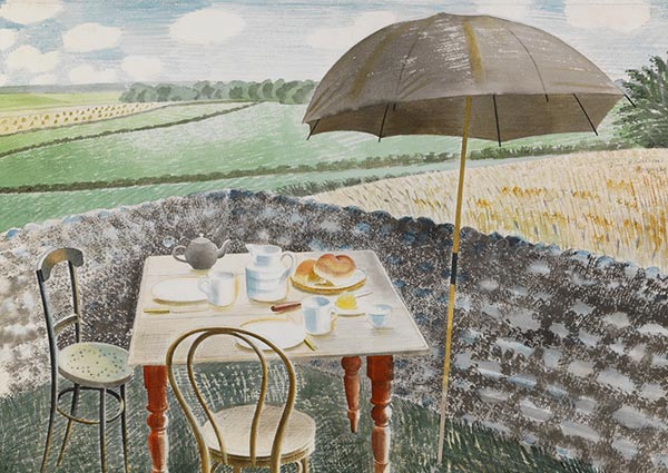 Tea at Furlongs, Greeting Card by Eric Ravilious - Thumbnail