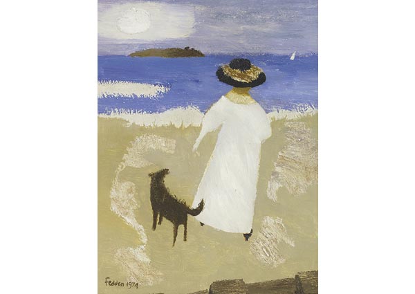 Woman On Beach, Greeting Card by Mary Fedden - Thumbnail