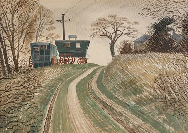 Caravans, Greeting Card by Eric Ravilious - Thumbnail