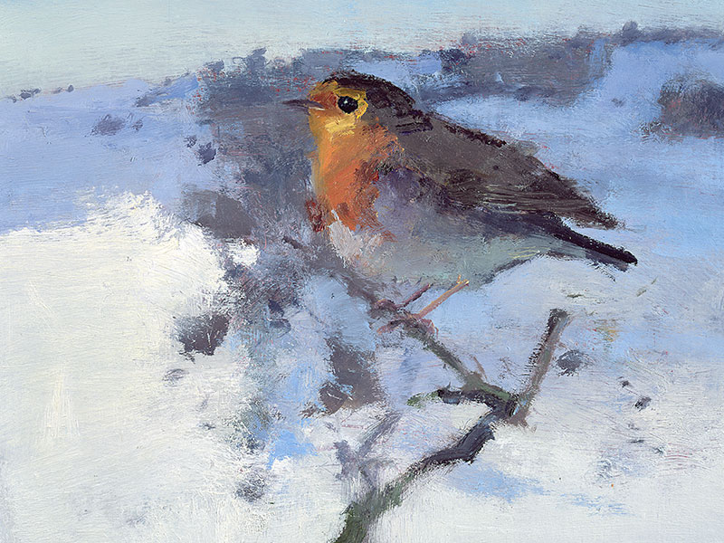 Robin in the Winter Snow, Greeting Card by Fred Cuming - Featured on Mobile Devices