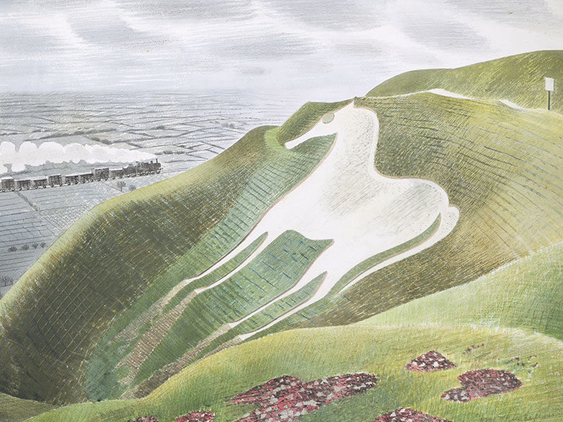 The Westbury Horse, Greeting Card by Eric Ravilious - Featured on Mobile Devices