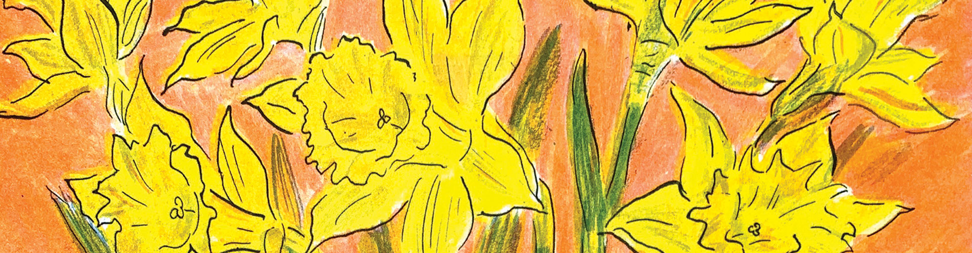 Daffodils, Greeting Card by Rachel Clark - Featured on Desktop Devices