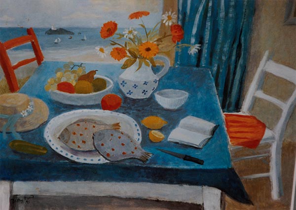 Two Fish on a Plate, Greeting Card by Biddy Picard - Thumbnail