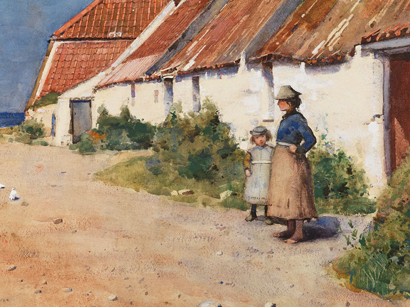 Seaside Cottages with Dovecot, Greeting Card by Edward Arthur Walton - Featured on Mobile Devices