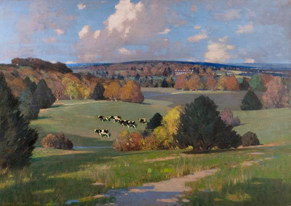 Sussex Landscape with Cattle, Greeting Card by George Henry - Thumbnail