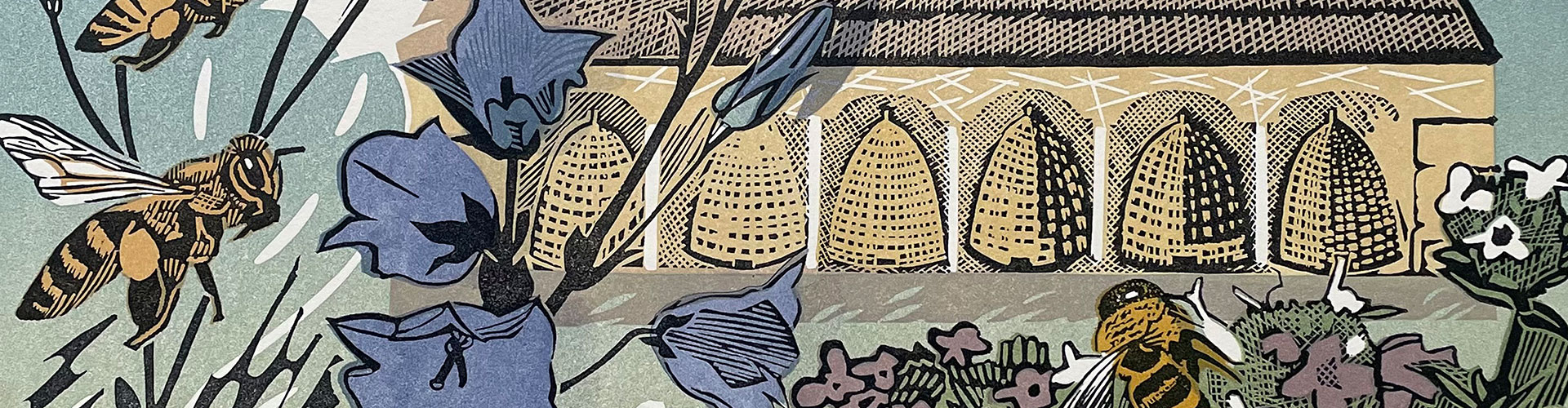 The Bee Houses, Greeting Card by Pam Grimmond - Featured on Desktop Devices