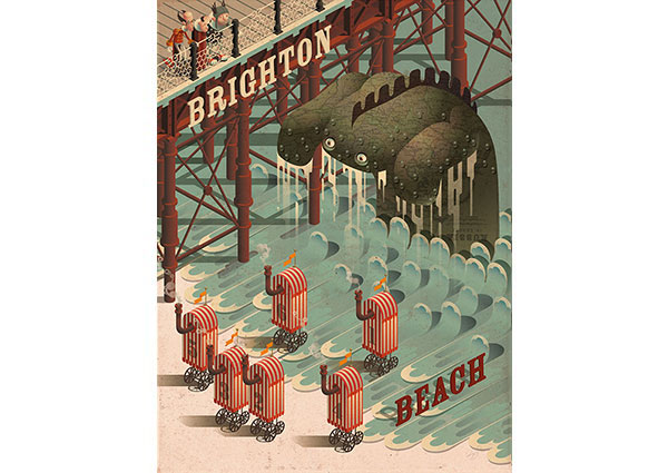 Brighton Beach Monster, Greeting Card by Mark Oliver - Thumbnail